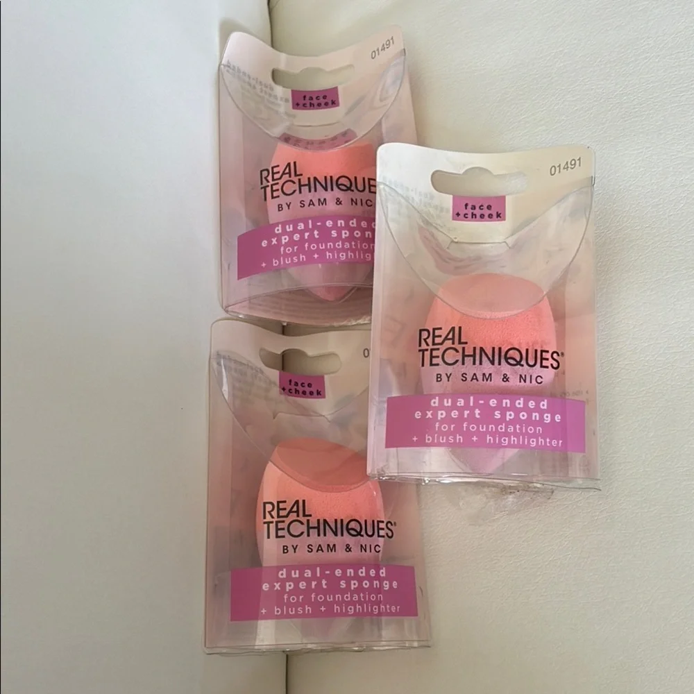 3-Pack Real Techniques Dual-Ended Sponge Face & Cheek Beauty Blenders